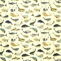 Whale Watching Fabric - Antique