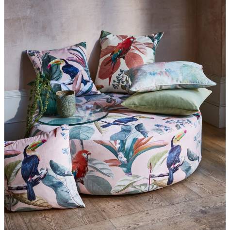 Prestigious Textiles Painted Canvas Fabrics Parrot Fabric - Coral - 4057/406