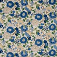 Tree Poppy Fabric - Indigo/Emerald