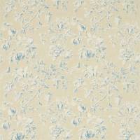 Magnolia and Pomegranate Fabric - Parchment/Sky Blue