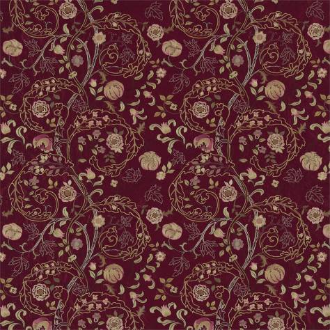 William Morris & Co Archive Embroideries Fabrics Mary Isobel Fabric - Wine/Rose - DM6E230338 - Image 1