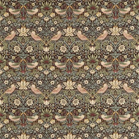William Morris & Co Archive Prints Fabrics Strawberry Thief Fabric - Chocolate/Slate - DM6F220311