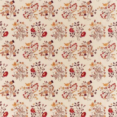 William Morris & Co Archive V Melsetter Fabrics Newill Embroidery Fabric - Wine / Saffron - DM5F236825