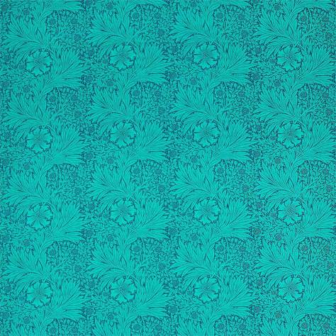William Morris & Co Queens Square Fabrics Marigold Fabric - Navy / Turquoise - DBPF226846