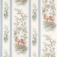 Storks and Thrushes Fabric - Tuscan Pink/Cobalt