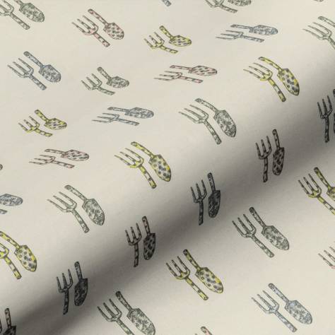 Art of the Loom English Country Garden Fabrics Trowel and Fork Fabric - Natural - TROWELFORKNATURAL