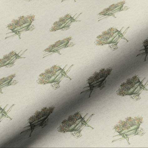 Art of the Loom English Country Garden Fabrics Wheelbarrow Fabric - Linen - WHEELBARROWLINEN