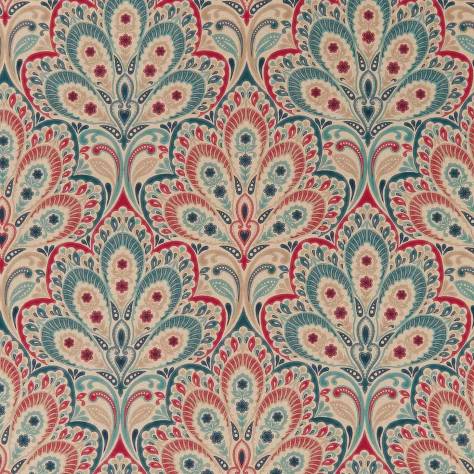 Clarke & Clarke Eden Fabrics Persia Fabric - Denim/Raspberry - F1332/02