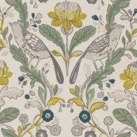 Orchard Birds Fabric - Forest/Chartreuse