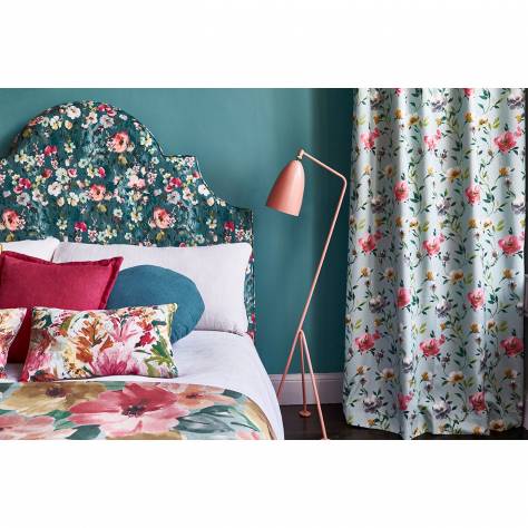 Studio G Floral Flourish Fabrics Wild Meadow Velvet Fabric - Kingfisher - F1575/01 - Image 2