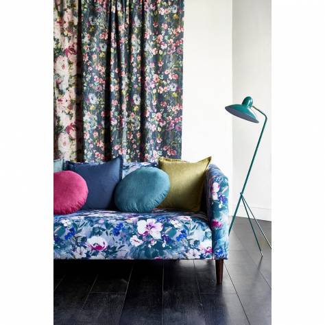 Studio G Floral Flourish Fabrics Wild Meadow Velvet Fabric - Kingfisher - F1575/01 - Image 3