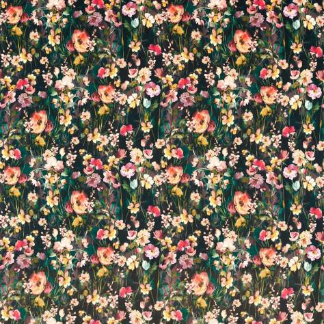 Studio G Floral Flourish Fabrics Wild Meadow Velvet Fabric - Noir - F1575/04 - Image 1