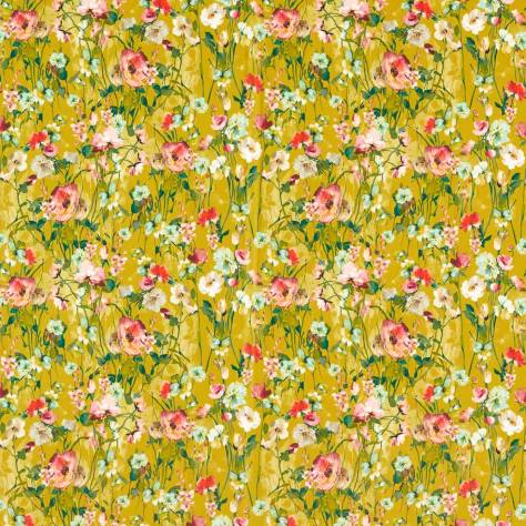 Studio G Floral Flourish Fabrics Wild Meadow Velvet Fabric - Ochre - F1575/05 - Image 1