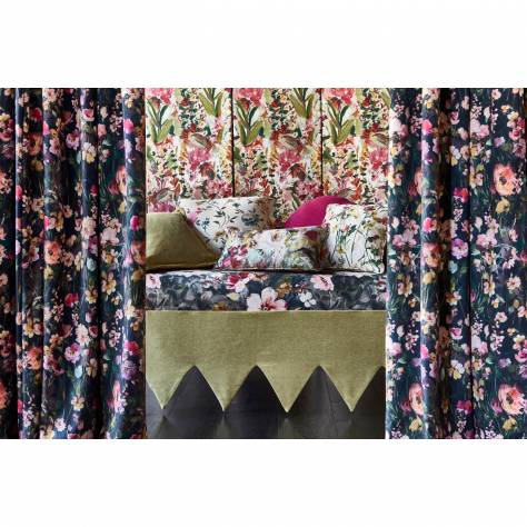 Studio G Floral Flourish Fabrics Serena Linen Fabric - Forest - F1594/01 - Image 2