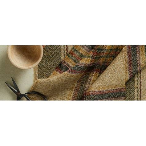 Abraham Moon & Sons Stripes and Checks Fabrics Blenheim Fabric - Natural/Olive - U1904/AB02