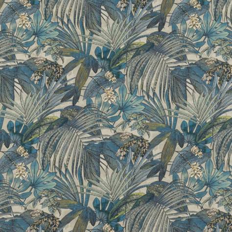 Beaumont Textiles Urban Jungle Fabrics Pandang Palm Fabric - Azure - pandang-palm-azure