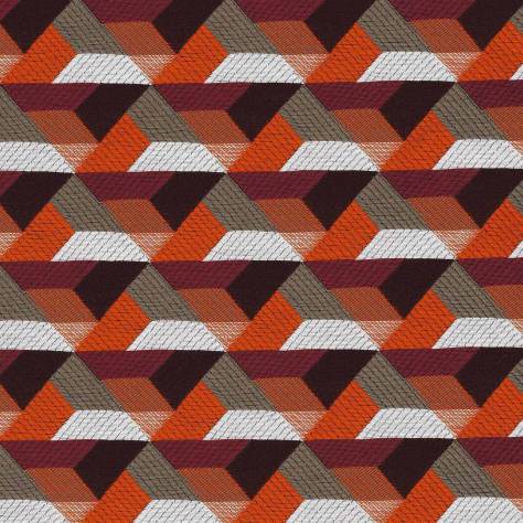 Casamance  Parisian Night Fabrics Ragtime Fabric - Orange Brulee / Bordeaux - 43930306