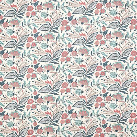 Jane Churchill Azara Fabrics Amber Fabric - Teal/Coral - J0070-01
