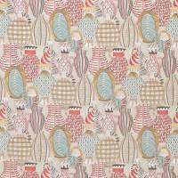 Collioure Fabric - Coral / Duck Egg / Gold