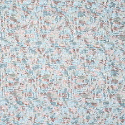 Nina Campbell Les Indiennes Fabrics Arles Fabric - Coral / Aqua / Ochre - NCF4333-01