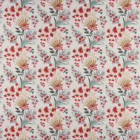 Nina Campbell Ashdown Fabrics Michelham Fabric - Red / Teal - NCF4362-02