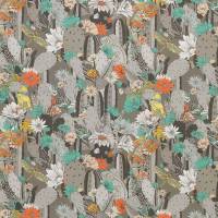 Cactus Garden Fabric - Dark Pebble / Mint / Coral