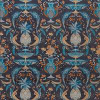 La Fuente Fabric - Smoke / Persian Blue / Ginger
