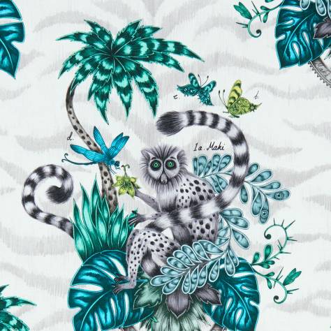 Emma Shipley Animalia Fabrics Emma J Shipley Lemur Fabric - Jungle - F1112/01
