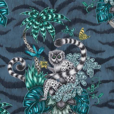 Emma Shipley Animalia Fabrics Emma J Shipley Lemur Fabric - Navy - F1112/03