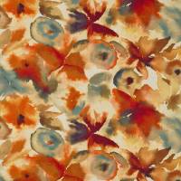 Flores Fabric - Rust/Ruby/Nordic Blue