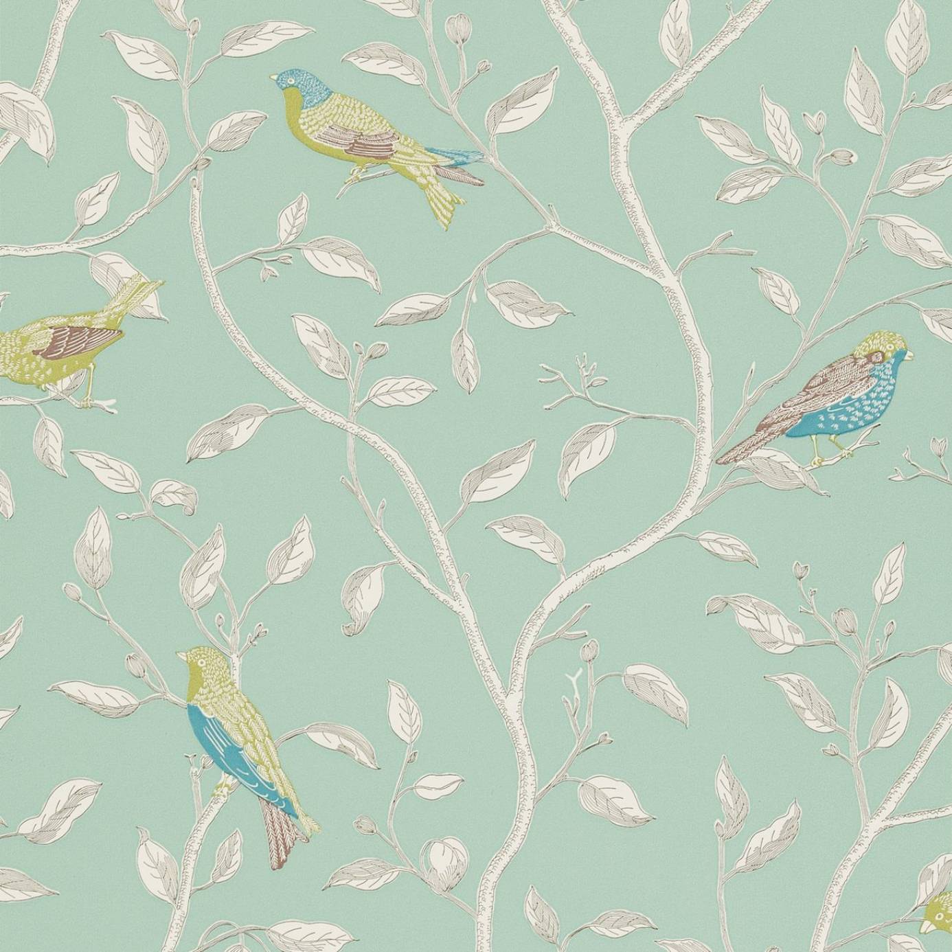 Finches Wallpaper - Duckegg (DOPWFI103) - Sanderson 