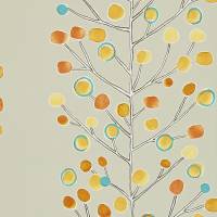 Berry Tree Wallpaper - Neutral/Tangerine/Powder Blue/Lemon
