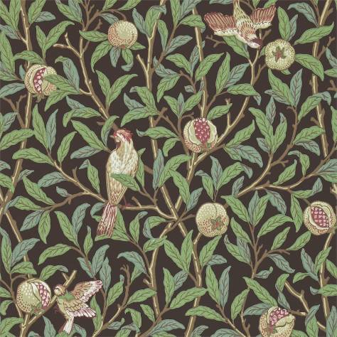 William Morris & Co Archive II Wallpapers Bird &amp; Pomegranate Wallpaper - Charcoal/Sage - DARW212537