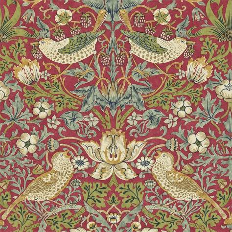 William Morris & Co Archive II Wallpapers Strawberry Thief Wallpaper - Crimson/Slate - DARW212563