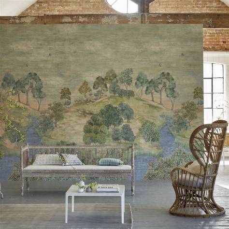 Designers Guild Scenes and Murals II Wallcoverings Bandipur Wallcovering - Sky - PDG1134/01