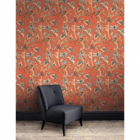 Linwood Fabrics Fable Wallpapers Uhura Wallpaper - Chilli - LW064/002