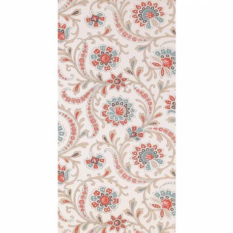 Nina Campbell Les Indiennes Wallpapers Baville Wallpaper - Red / Teal / Taupe - NCW4351-01