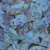 Fanfare Wallpaper - Electric Blue / Gold