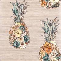 Ananas Wallpaper - Terracotta / Lemon / Grass