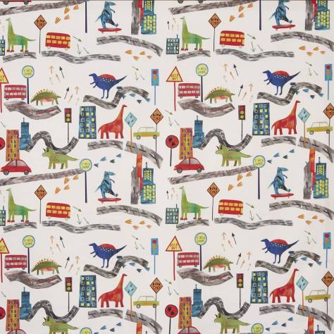 Prestigious Textiles Big Adventure Fabrics Dino City Fabric - Jungle - 8712/683 DINO CITY JUNGLE