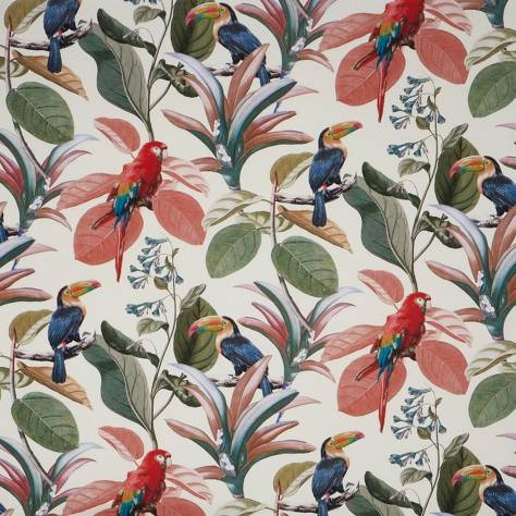 Prestigious Textiles Painted Canvas Fabrics Parakeet Fabric - Papaya - 2816/428