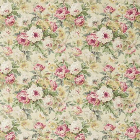 Sanderson Fabienne Prints & Weaves Fabrics Amelia Rose Fabric - Crimson/Gold - DFAB223979 - Image 1