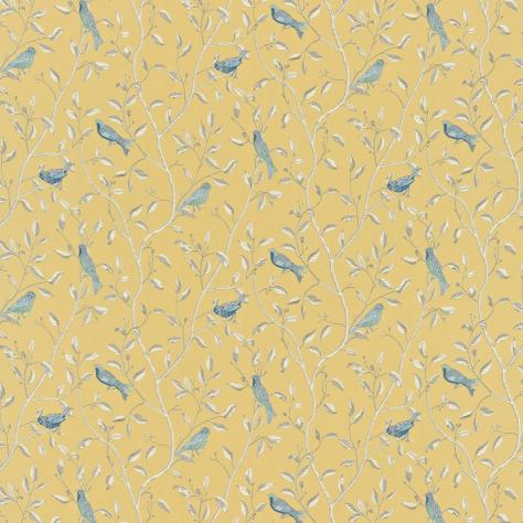 Sanderson Options 10 Prints & Weaves Fabrics Finches Fabric - Yellow - DOPNFI201