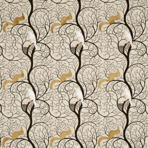 Sanderson Vintage Prints & Weaves Fabrics Squirrel and Dove Embroidery Fabric - Linen/Ivory - DVIPSQ301