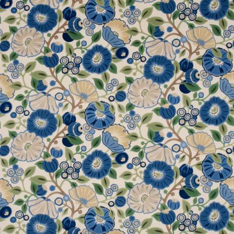 Sanderson Vintage Prints & Weaves Fabrics Tree Poppy Fabric - Indigo/Emerald - DVIPTR204