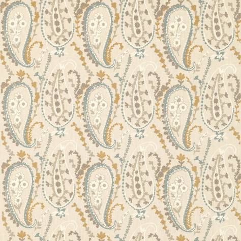Sanderson Sojourn Prints & Embroideries Fabrics Jamila Fabric - Wedgewood/Linen - DSOH235246 - Image 1