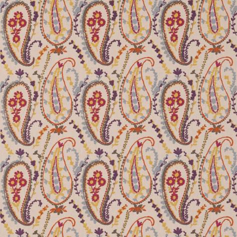 Sanderson Sojourn Prints & Embroideries Fabrics Jamila Fabric - Berry/Ochre - DSOH235247