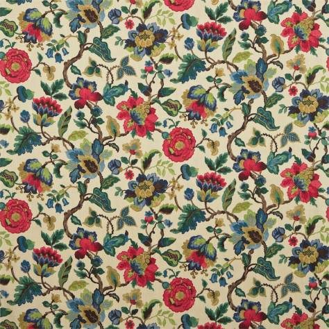Sanderson Autumn Prints Fabrics Amanpuri Fabric - Ruby/Emerald - DAUP224435