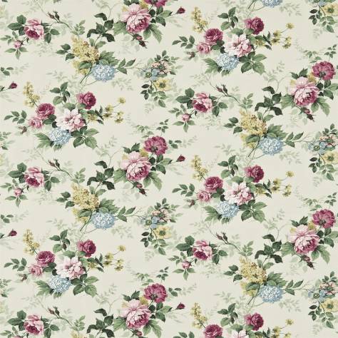 Sanderson Autumn Prints Fabrics Rosamund Fabric - Green/Pink - DAUP224451 - Image 1