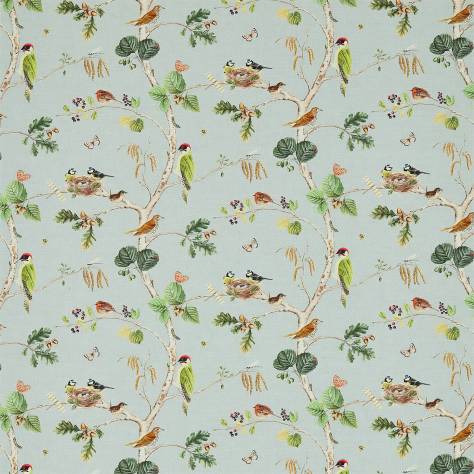 Sanderson Woodland Walk Prints & Embroideries Fabrics Woodland Chorus Fabric - Sky Blue/Multi - DWOW225509 - Image 1